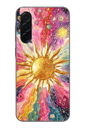 Samsung Galaxy A36 Uyumlu Psikedelik Galaksi ve Güneş Desenli Baskılı Silikon Kılıf