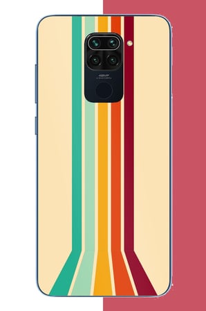 Redmi Note 9 Uyumlu Retro Renk Şeritleri Baskılı Silikon Kılıf
