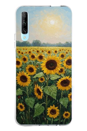 Huawei P Smart PRO Uyumlu Ay çiçeği sulu boya Baskılı Silikon Kılıf