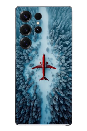 Samsung Galaxy S25 Ultra Uyumlu Kış Ortasında Uçak Baskılı Silikon Kılıf