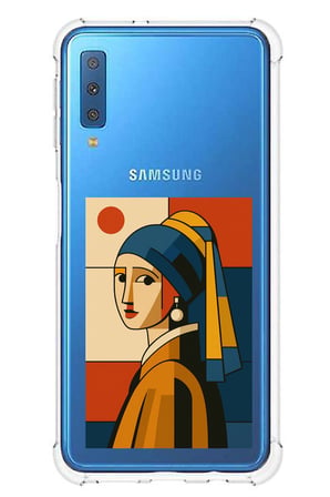 Samsung Galaxy A7 2018 Uyumlu Bauhaus İnci Küpeli Kız Baskılı Silikon Kılıf