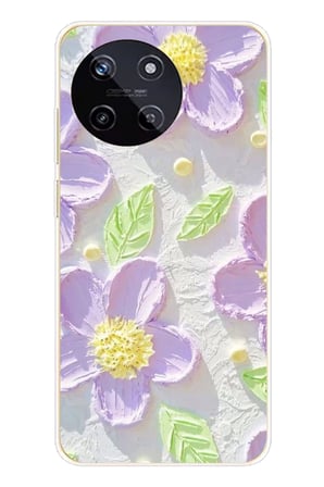 Realme 11 4G Uyumlu Mor Papatyalar Sulu Boya Baskılı Silikon Kılıf