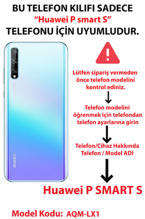 Huawei P Smart S Uyumlu iraz, Kırmızı Kurdele ve Kalp Baskılı Silikon Kılıf