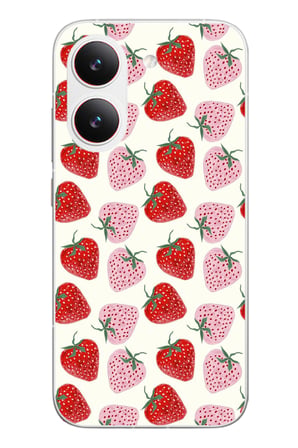 Poco X8 Pro
 Uyumlu Kırmızı Pembe Çilekler Baskılı Silikon Kılıf