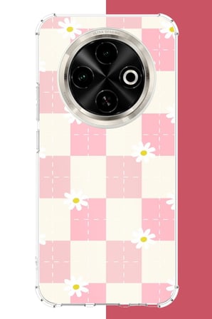 Tecno Spark 30C Uyumlu papatyalı grid Baskılı Silikon Kılıf