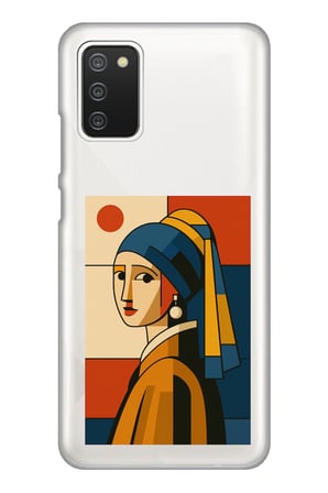 Samsung Galaxy A02S Uyumlu Bauhaus İnci Küpeli Kız Baskılı Silikon Kılıf