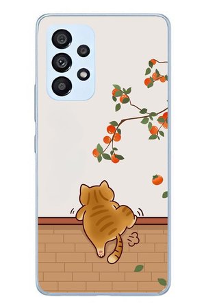 Samsung Galaxy A53 Uyumlu Kedi Tırmanıyor Baskılı Silikon Kılıf