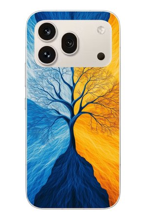 Honor 600 Pro Uyumlu Sarı Mavi Ağaç Baskılı Silikon Kılıf