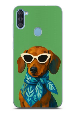 Samsung Galaxy A11-M11 Uyumlu Cool Dachshund Köpek Baskılı Silikon Kılıf