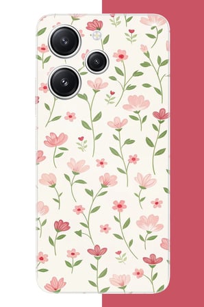 Redmi 12 Uyumlu pembe çiçekli pattern1 Baskılı Silikon Kılıf