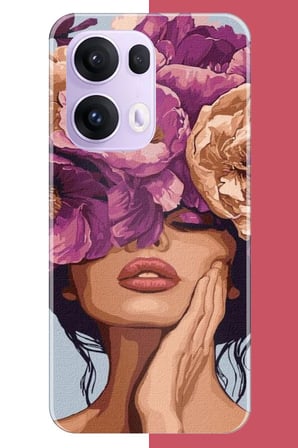 OPPO Reno 13 PRO Uyumlu mor çiçekli kadın Baskılı Silikon Kılıf