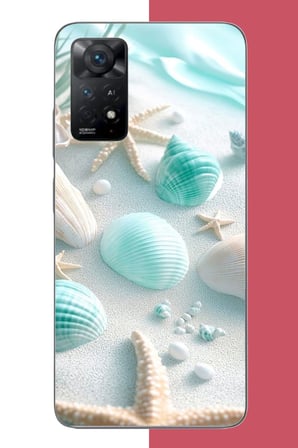 Redmi Note 11E Uyumlu turkuaz deniz kabuğu Baskılı Silikon Kılıf