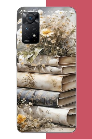 Redmi Note 11E Uyumlu papatyalı kitap Baskılı Silikon Kılıf