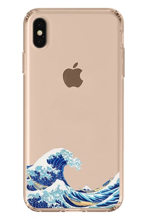 iPhone XS MAX Uyumlu Kanagawa Oki Nami Ura Dalgası Tasarımlı Baskılı Silikon Kılıf