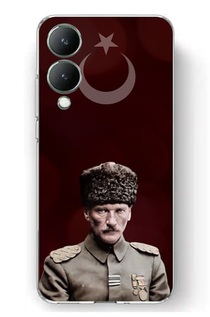 Vivo Y17s Uyumlu Ay Yıldız ve Başkomutan Atatürk Baskılı Silikon Kılıf