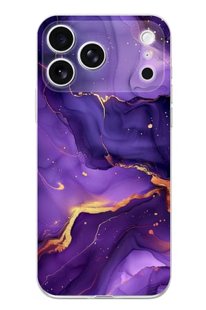 İphone 17 PRO Uyumlu Ametist Taşı Mor Mermer Baskılı Silikon Kılıf