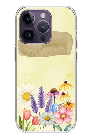 iPhone 14 PRO MAX Uyumlu Sulu Boya Dokulu Vazoda Çiçek Desenli Baskılı Silikon Kılıf