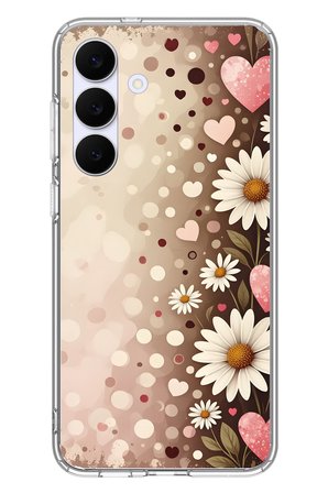 Samsung Galaxy S25 FE Uyumlu Kalpli Papatya Damlaları Baskılı Silikon Kılıf