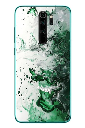 Redmi Note 8 Pro Uyumlu Yeşil Beyaz Dalgalar Baskılı Silikon Kılıf