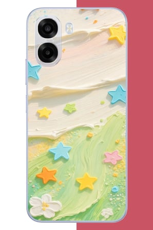 Oppo A6T-A6X Uyumlu tuvalde renkli yıldız Baskılı Silikon Kılıf