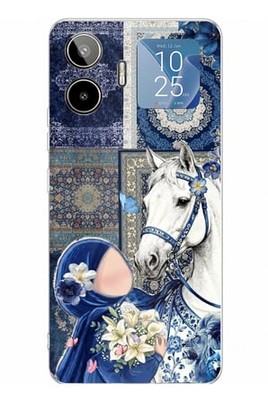 General Mobile GM 26 PRO Uyumlu Geleneksel Motifli Beyaz At Baskılı Silikon Kılıf