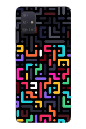 Samsung Galaxy A51 Uyumlu Renkli Karışık Çizgiler Baskılı Silikon Kılıf