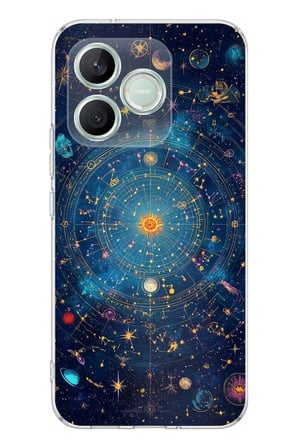 Honor 600 Lite Uyumlu Yıldız Atlası Kozmik Rehber Baskılı Silikon Kılıf