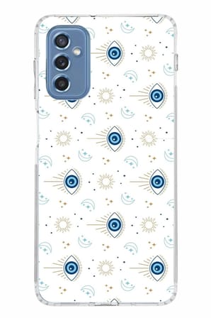 Samsung Galaxy M52 Uyumlu Nazar Boncuğu Güneş ve Hilal Baskılı Silikon Kılıf
