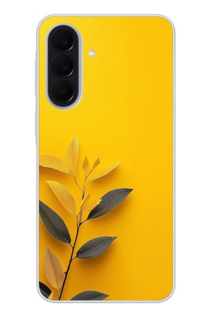 Samsung Galaxy A37 Uyumlu Sarı Siyah Çiçekler Baskılı Silikon Kılıf