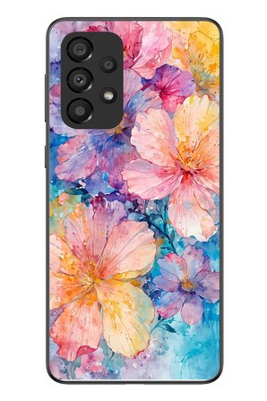 Samsung Galaxy A33 Uyumlu Yağlı Boya Çiçekler Baskılı Silikon Kılıf