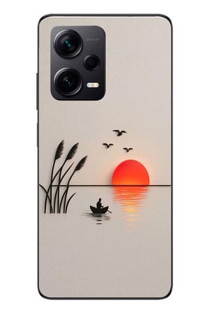 Redmi Note 12 Pro Plus Uyumlu Gün Batımı Çizim Baskılı Silikon Kılıf