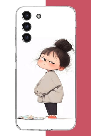 Samsung Galaxy S21 FE Uyumlu kawaii sinirli kız Baskılı Silikon Kılıf