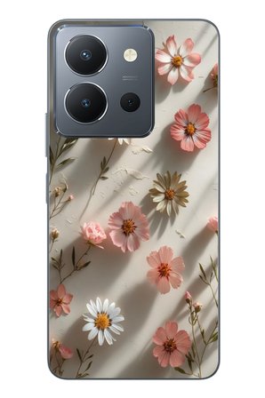 Vivo Y36 Uyumlu Papatya Çiçekleri Baskılı Silikon Kılıf