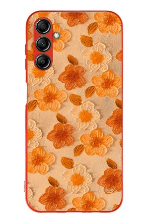 Samsung Galaxy A14 Uyumlu Turuncu Papatyalar Baskılı Silikon Kılıf