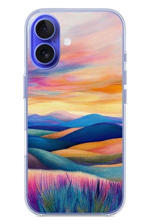 İphone 16 Uyumlu Renkli Pastel Günbatımı Baskılı Silikon Kılıf