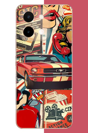 Vivo 28 Uyumlu Retro Baskılı Silikon Kılıf
