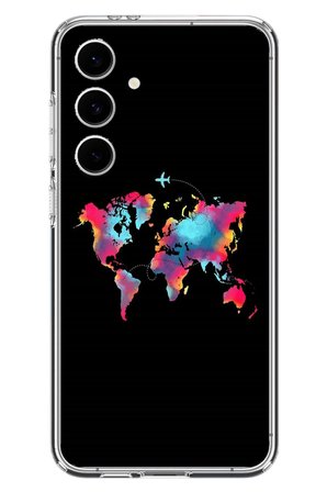 Samsung Galaxy S24 FE Uyumlu Dünya Renkli Haritası Baskılı Silikon Kılıf