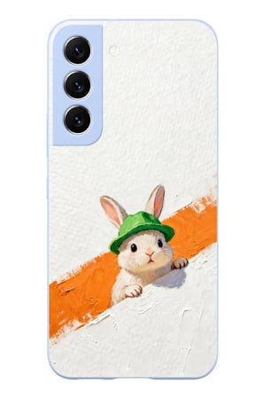 Samsung Galaxy S22 Uyumlu Yeşil Şapkalı Tavşan Baskılı Silikon Kılıf
