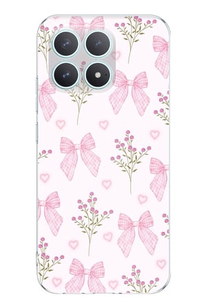 POCO F8 PRO Uyumlu Pembe Çiçek ve Fiyonklar Baskılı Silikon Kılıf