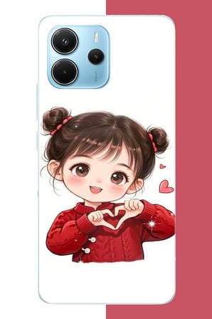Redmi Note 14 4G Uyumlu kawaii kalpli kız Baskılı Silikon Kılıf