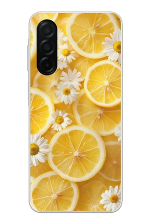 Samsung Galaxy A26 Uyumlu Limon Dilimleri ve Papatya Desenli Baskılı Silikon Kılıf