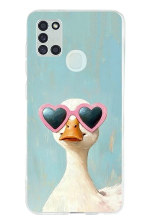 Samsung Galaxy A21S Uyumlu Yağlı Boya Pop-Art Ördek Baskılı Silikon Kılıf