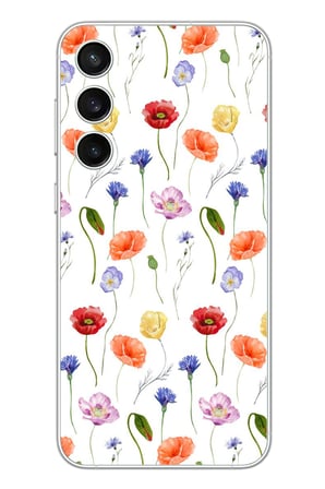 Samsung Galaxy S23 Fe Uyumlu Sade Tek Çiçekler Baskılı Silikon Kılıf
