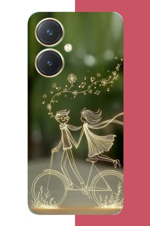 Vivo Y27 Uyumlu Bisikletli Aşk Baskılı Silikon Kılıf