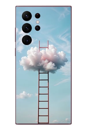 Samsung Galaxy S22 Ultra Uyumlu Buluta Çıkan Merdiven Baskılı Silikon Kılıf