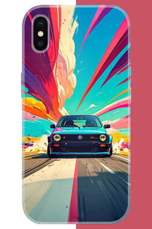 iPhone XS MAX Uyumlu Renkli Yolda Hız Baskılı Silikon Kılıf