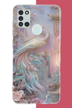 Samsung Galaxy A21S Uyumlu kristal kuğu Baskılı Silikon Kılıf