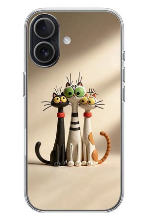 iphone 17 Uyumlu Neşeli Kedi Ailesi Baskılı Silikon Kılıf