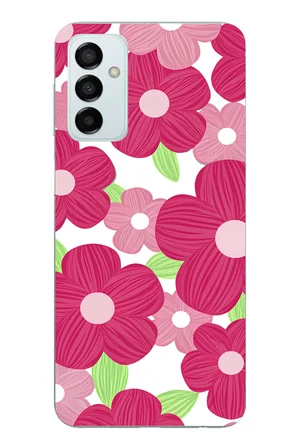 Samsung Galaxy M14 Uyumlu Pembe Çiçek Desenli Baskılı Silikon Kılıf