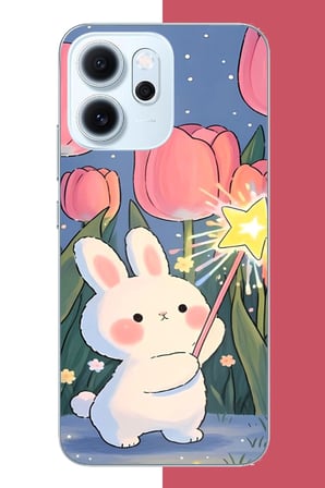 OPPO Reno 14F Uyumlu peluş tavşan Baskılı Silikon Kılıf